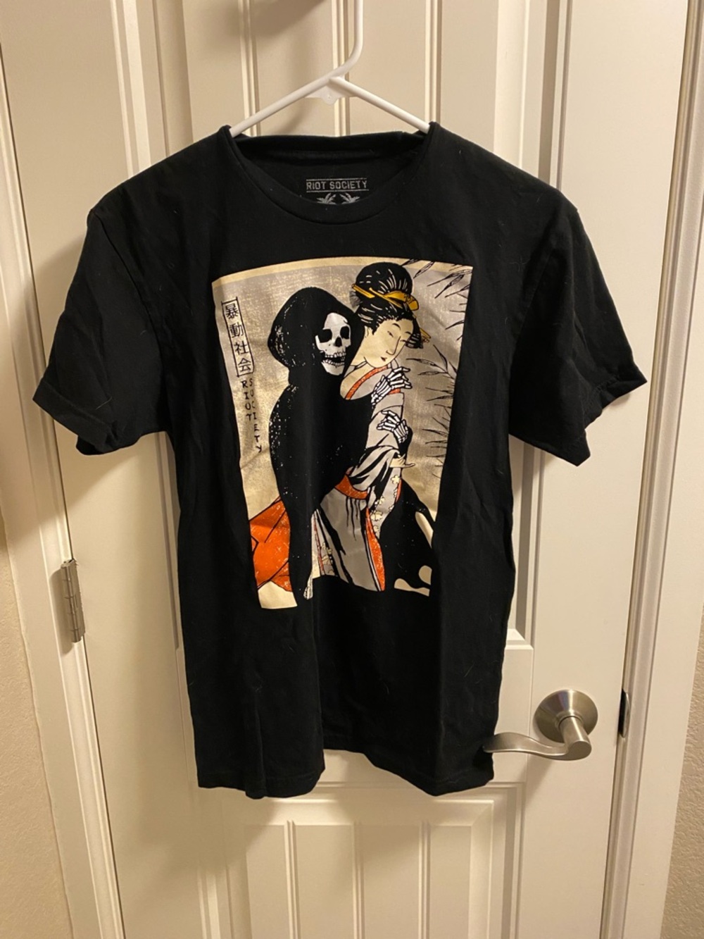 Riot Society s shirt Skeleton Geisha Girl Black Graphic TShirt Adult SMALL S top
